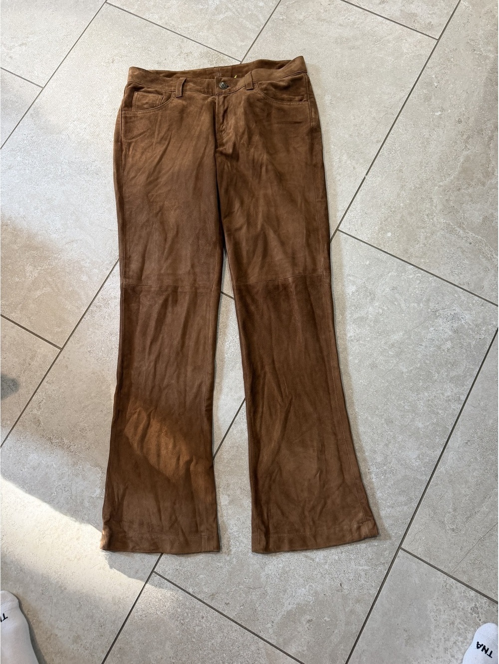 Vintage Ralph Lauren black label Suede brown leather pants embellished pocket